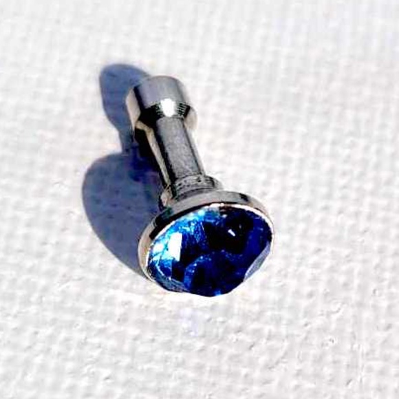 ππRoyal Blue Anti Dust Crystal Cap Earphone Jack Plug Stopper For Mobile Phone - Picture 6 of 6
